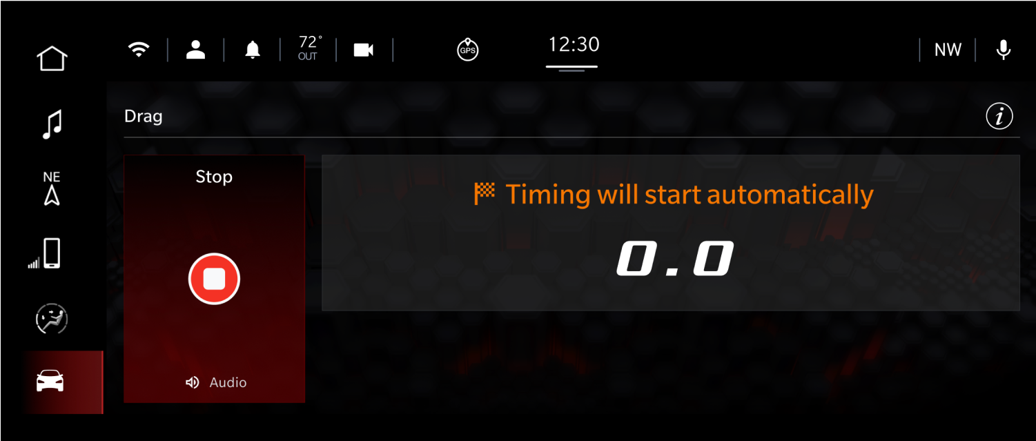 Starting drag race interface